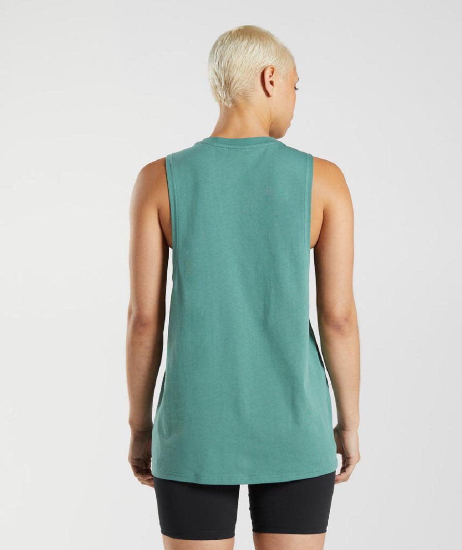 Camiseta Tirantes Gymshark Entrenamiento Drop Arm Mujer Verde | CO 2367HAP